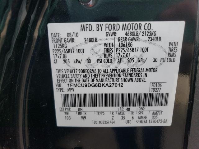 2011 FORD ESCAPE 1FMCU9DG8BKA27012
