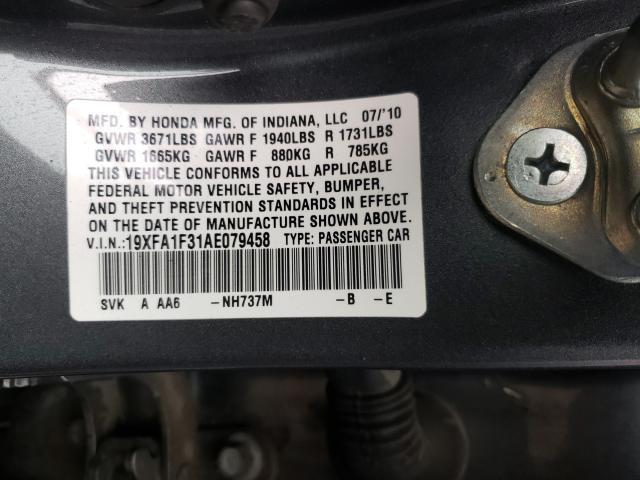 2010 HONDA CIVIC VP 19XFA1F31AE079458