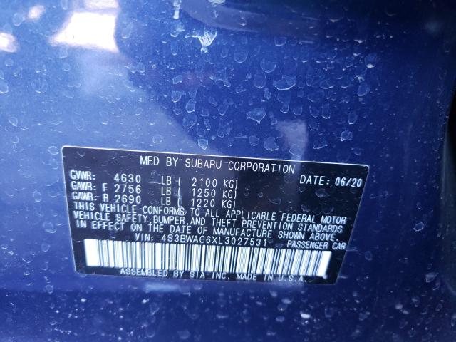 2020 SUBARU LEGACY PRE 4S3BWAC6XL3027531