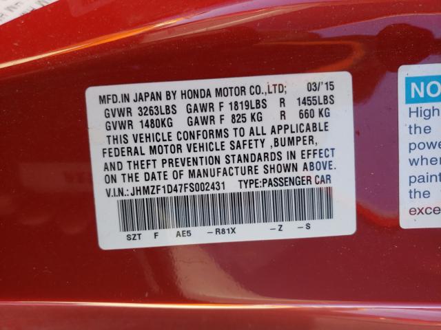 2015 HONDA CR-Z JHMZF1D47FS002431
