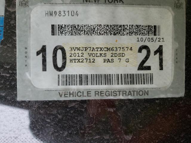 2012 VOLKSWAGEN BEETLE 3VWJP7ATXCM637574