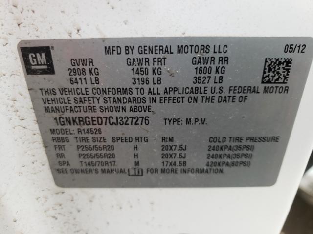 2012 CHEVROLET TRAVERSE L 1GNKRGED7CJ327276