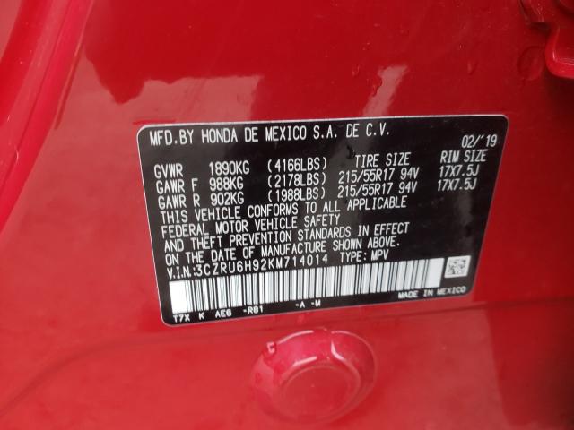 2019 HONDA HR-V TOURI 3CZRU6H92KM714014