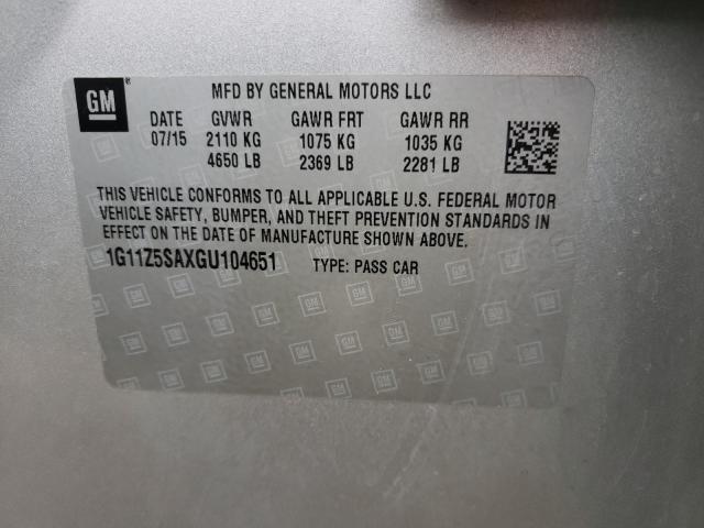2016 CHEVROLET IMPALA LS 1G11Z5SAXGU104651
