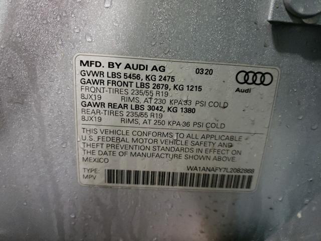 2020 AUDI Q5 PREMIUM WA1ANAFY7L2082868