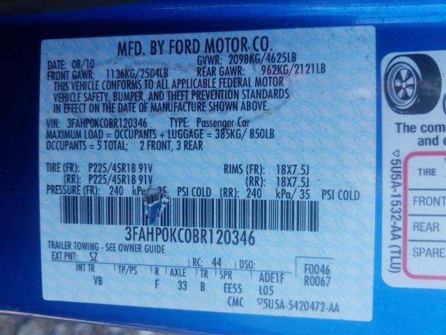 2011 FORD FUSION SPO 3FAHP0KC0BR120346