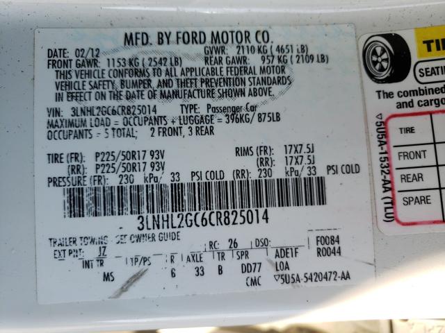 2012 LINCOLN MKZ 3LNHL2GC6CR825014