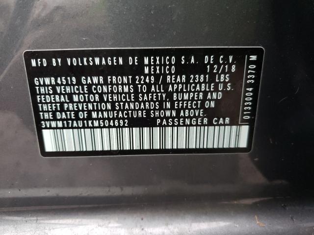 2019 VOLKSWAGEN GOLF ALLTR 3VWM17AU1KM504692