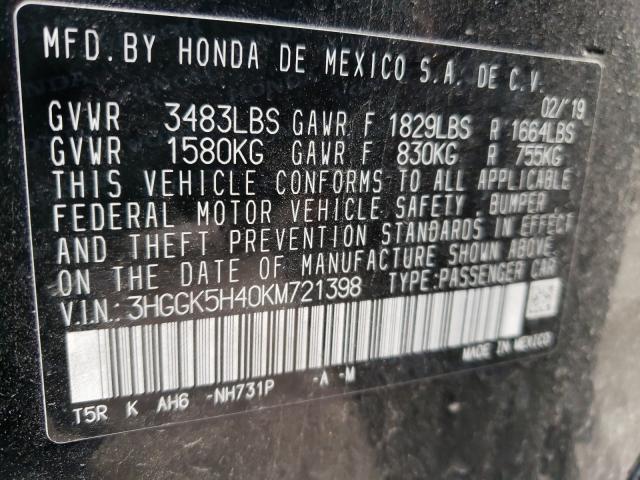 2019 HONDA FIT LX 3HGGK5H40KM721398