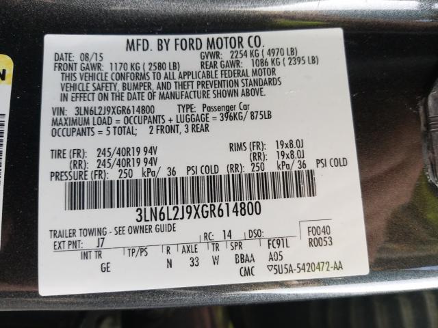 2016 LINCOLN MKZ 3LN6L2J9XGR614800