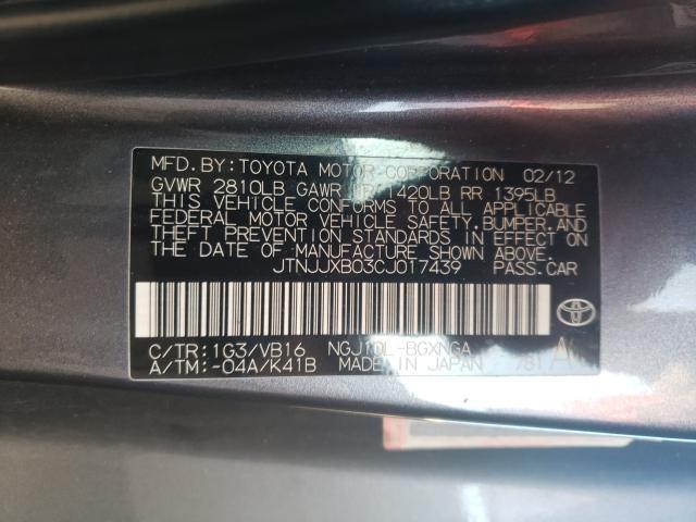 2012 TOYOTA SCION IQ JTNJJXB03CJ017439