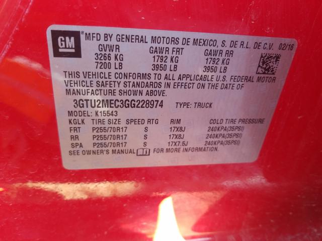 2016 GMC SIERRA K15 3GTU2MEC3GG228974