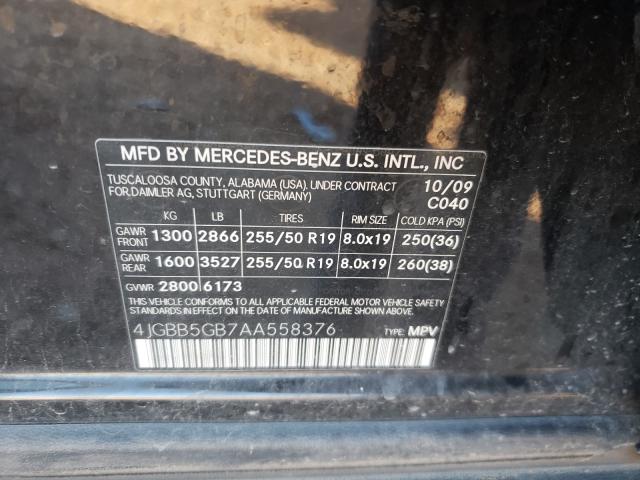 2010 MERCEDES-BENZ ML 350 4JGBB5GB7AA558376