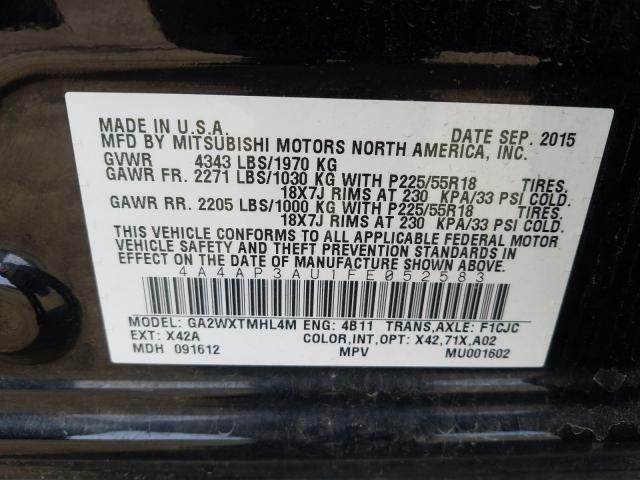 2015 MITSUBISHI OUTLANDER - 4A4AP3AU1FE052583