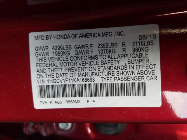 2019 HONDA ACCORD LX - 1HGCV1F11KA168698