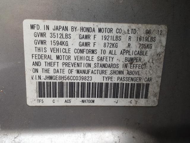 2012 HONDA FIT SPORT JHMGE8H56CC039823