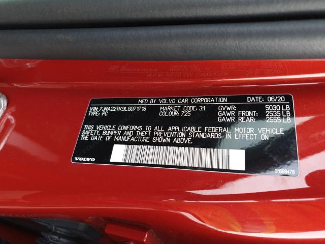 2020 VOLVO S60 T6 MOM 7JRA22TK9LG071718