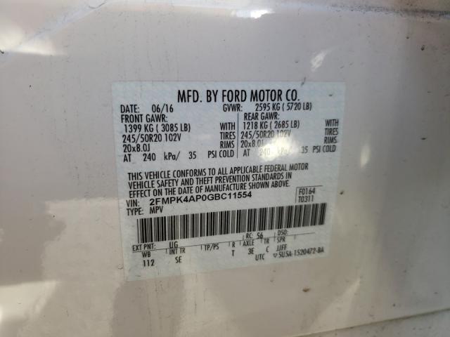2016 FORD EDGE SPORT 2FMPK4AP0GBC11554
