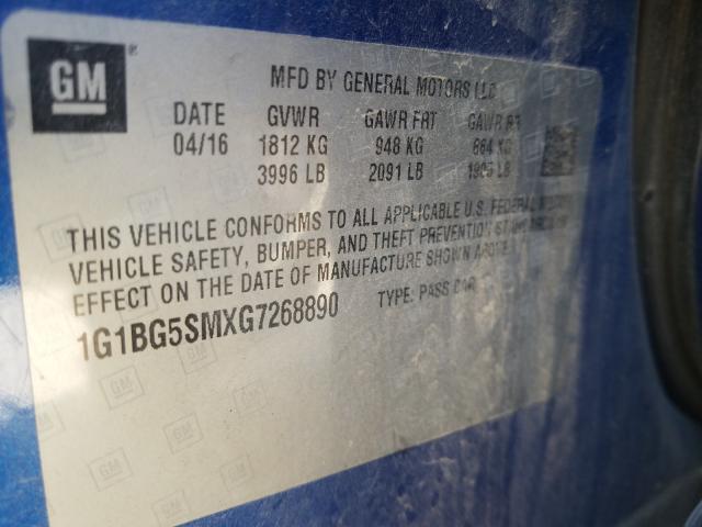 2016 CHEVROLET CRUZE PREM 1G1BG5SMXG7268890