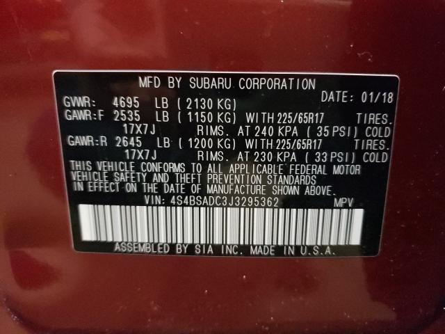 2018 SUBARU OUTBACK 4S4BSADC3J3295362