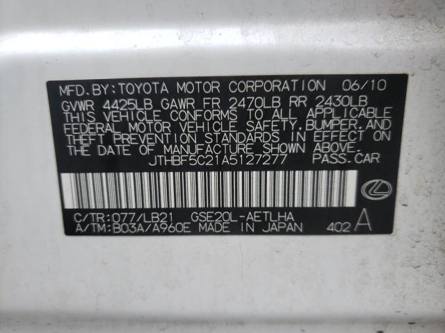 2010 LEXUS IS 250 JTHBF5C21A5127277