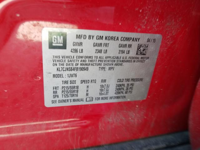 2015 CHEVROLET TRAX LTZ KL7CJNSB4FB190949
