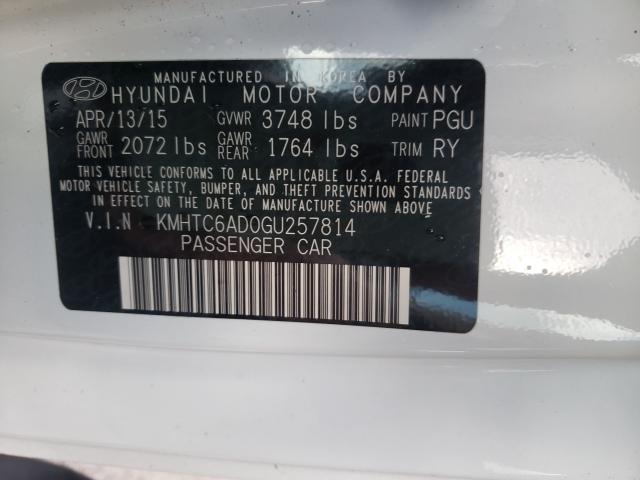 2016 HYUNDAI VELOSTER KMHTC6AD0GU257814