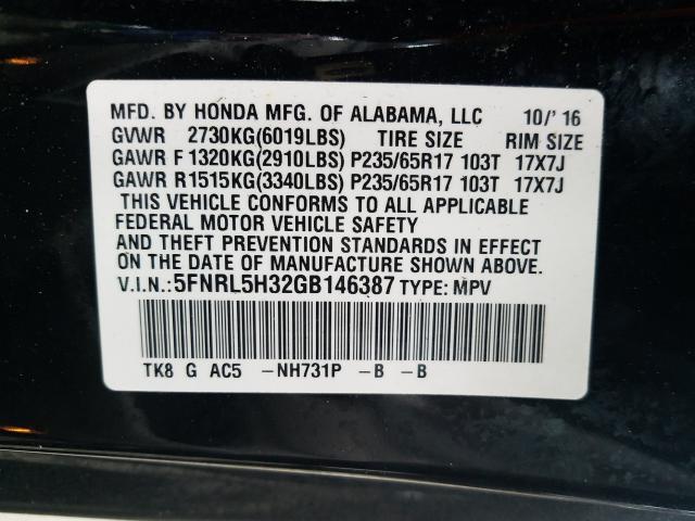 2016 HONDA ODYSSEY SE 5FNRL5H32GB146387