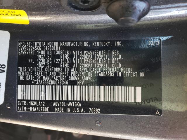 2013 TOYOTA VENZA LE 4T3ZA3BBXDU076346