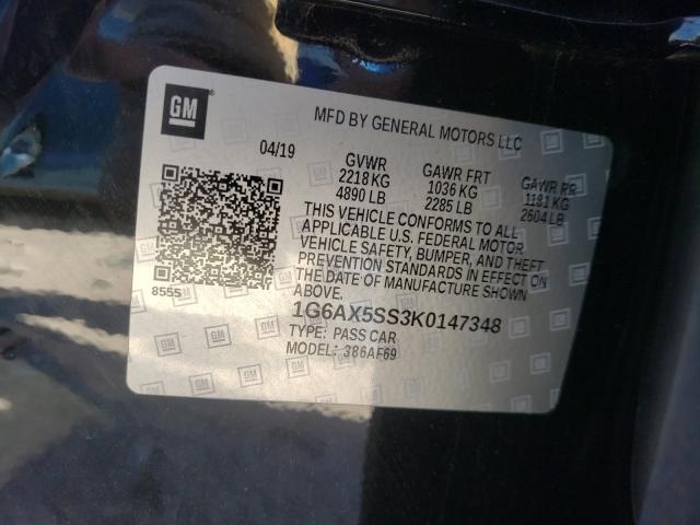 2019 CADILLAC CTS LUXURY 1G6AX5SS3K0147348