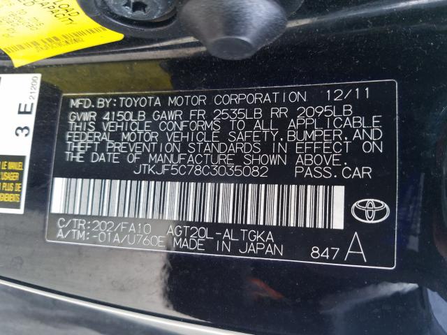 2012 TOYOTA SCION TC JTKJF5C78C3035082