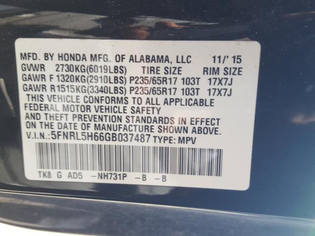 2016 HONDA ODYSSEY EX 5FNRL5H66GB037487