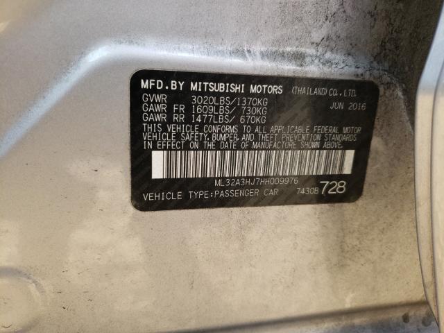 2017 MITSUBISHI MIRAGE ES ML32A3HJ7HH009976