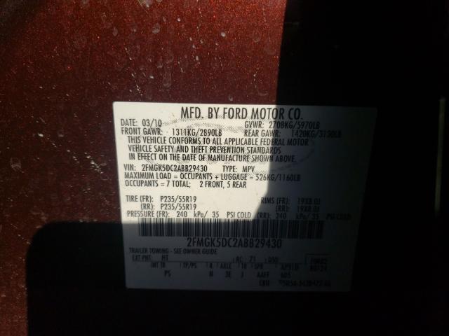 2010 FORD FLEX LIMIT 2FMGK5DC2ABB29430