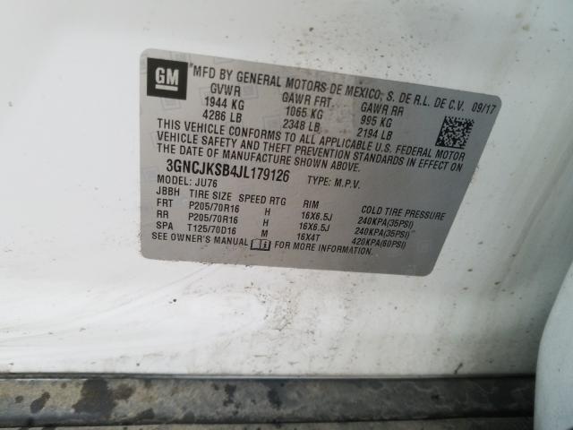 2018 CHEVROLET TRAX LS 3GNCJKSB4JL179126