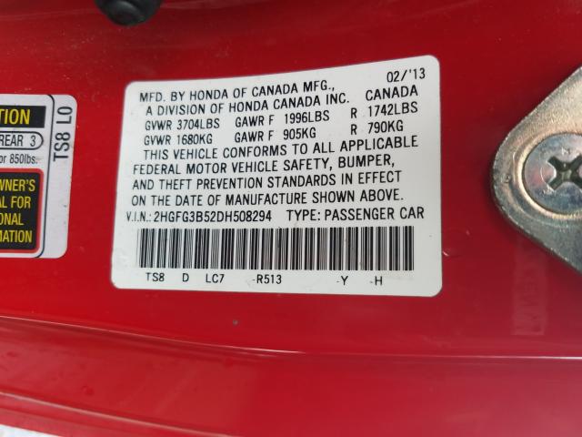 2013 HONDA CIVIC 2HGFG3B52DH508294