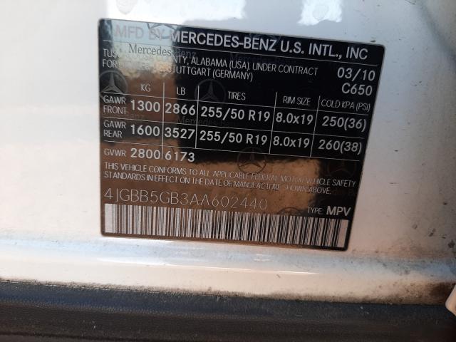 2010 MERCEDES-BENZ ML 350 4JGBB5GB3AA602440