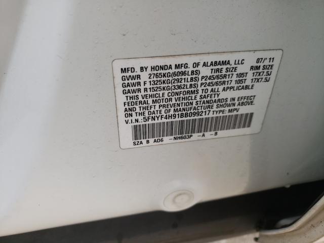 2011 HONDA PILOT TOUR 5FNYF4H91BB099217