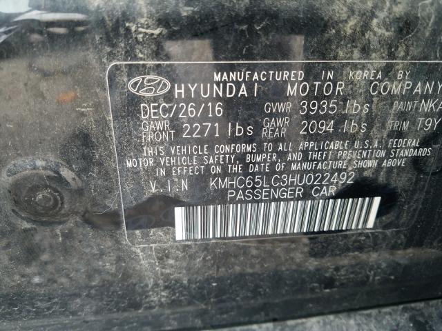 2017 HYUNDAI IONIQ BLUE KMHC65LC3HU022492