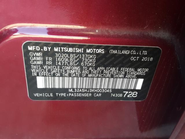 2019 MITSUBISHI MIRAGE LE ML32A5HJ3KH003045
