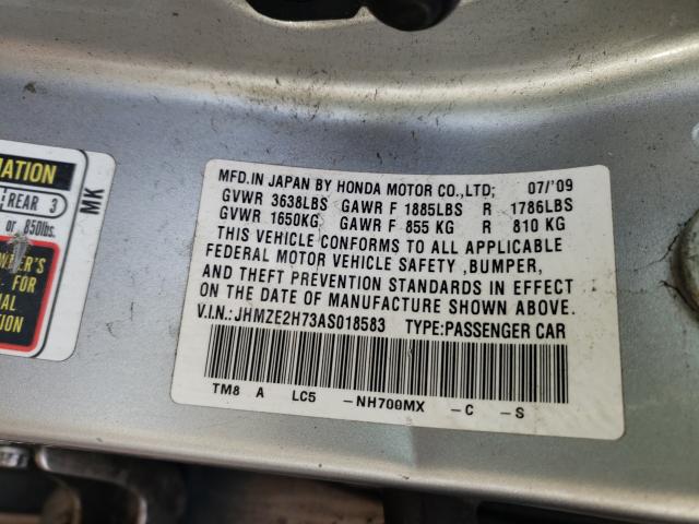 2010 HONDA INSIGHT EX JHMZE2H73AS018583