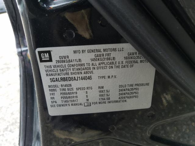 2010 BUICK ENCLAVE CX 5GALRBED8AJ144046