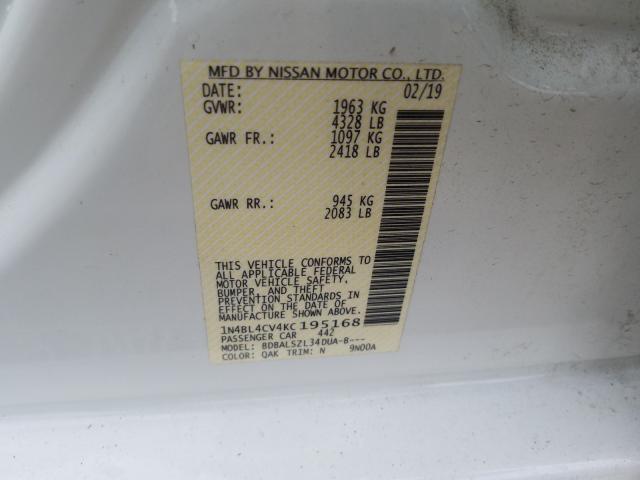 2019 NISSAN ALTIMA SR 1N4BL4CV4KC195168