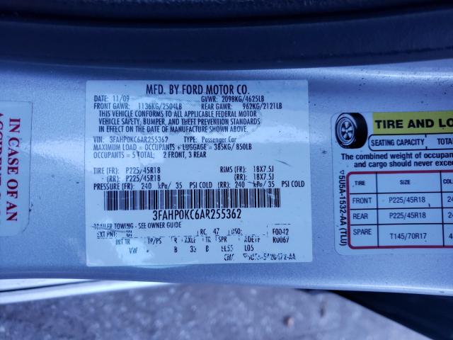 2010 FORD FUSION SPO 3FAHP0KC6AR255362