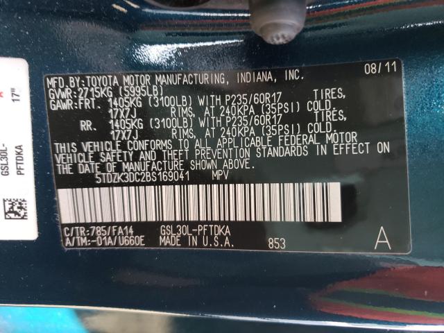 2011 TOYOTA SIENNA 5TDZK3DC2BS169041