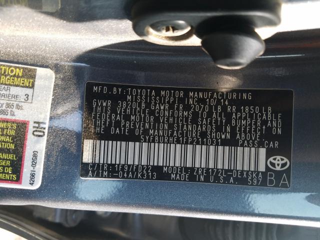 2015 TOYOTA COROLLA L - 5YFBURHE1FP211031