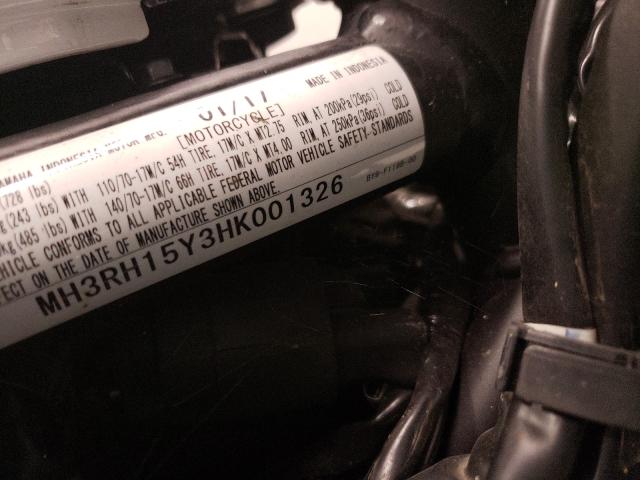 2017 YAMAHA YZFR3 A MH3RH15Y3HK001326