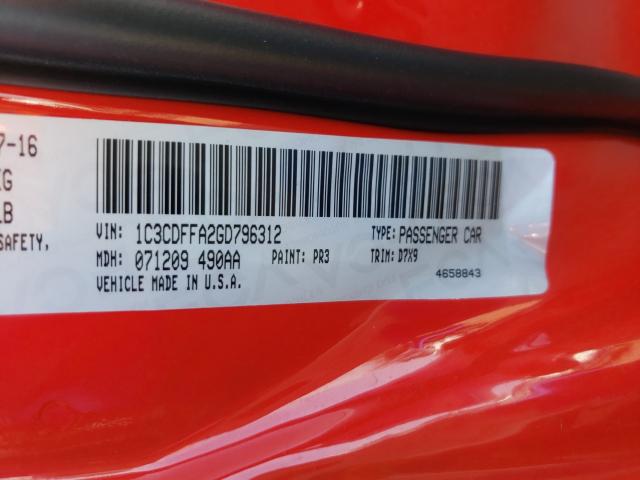 2016 DODGE DART SXT S 1C3CDFFA2GD796312