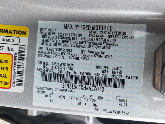 2017 LINCOLN MKZ SELECT 3LN6L5CCXHR657013
