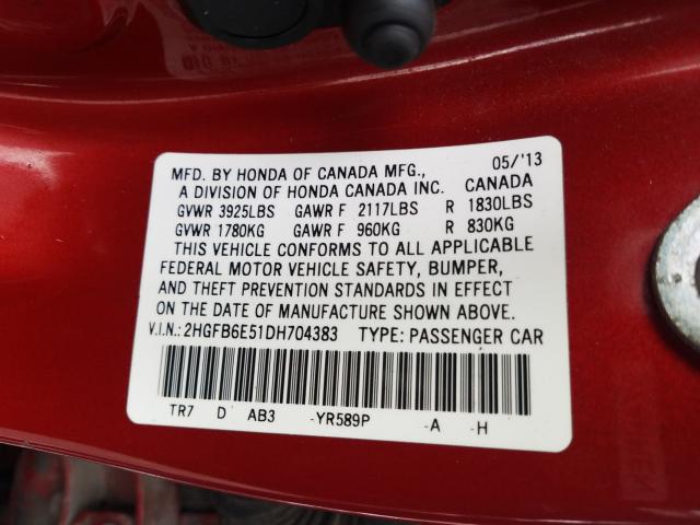 2013 HONDA CIVIC SI 2HGFB6E51DH704383